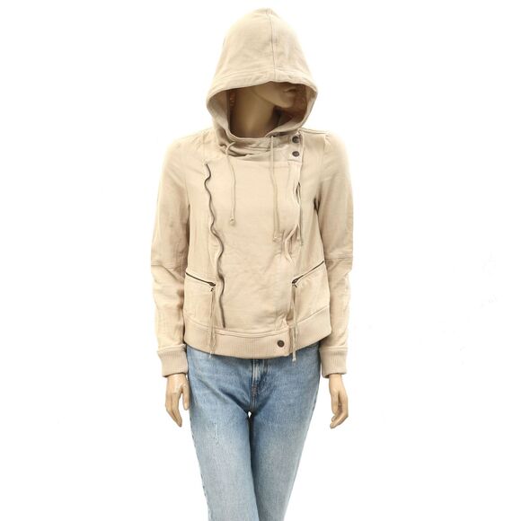 Free People We The Free Carmen Moto Jacket Top Hoodie Zip Up Solid L 273794 - Picture 4 of 10
